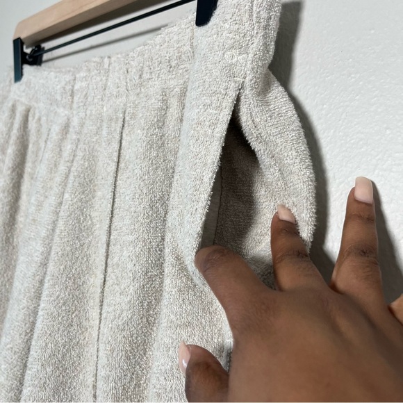 Outerknown Women Hightide Wide Leg Pant Medium Tan Wide Leg Pleated Cotton P - Picture 4 of 8